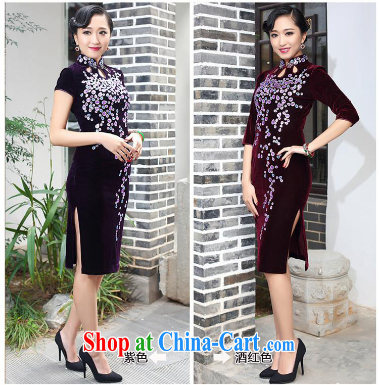 MOM wedding dresses wedding dresses 2015 new spring dress, Ms. Kim wool improved stylish retro dresses 265 wine red short-sleeved XXXL pictures, price, brand platters! Elections are good character, the national distribution, so why buy now enjoy more preferential! Health