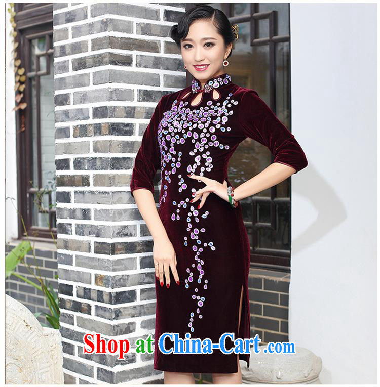 MOM wedding dresses wedding dresses 2015 new spring dress, Ms. Kim wool improved stylish retro dresses 265 wine red short-sleeved XXXL pictures, price, brand platters! Elections are good character, the national distribution, so why buy now enjoy more preferential! Health