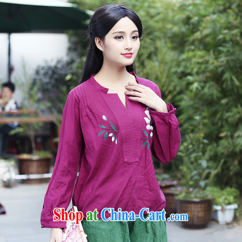 China classic Chinese Han-chinese improved T Ms. pension 2015 spring and summer, loose daily ethnic wind T-shirt red XXL, China Classic (HUAZUJINGDIAN), online shopping