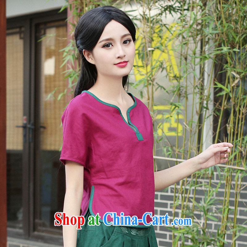 China classic Chinese style, serving improved cotton the Chinese Tang Women's clothes 2015 summer short-sleeved daily tea, serving red XL, China Classic (HUAZUJINGDIAN), online shopping