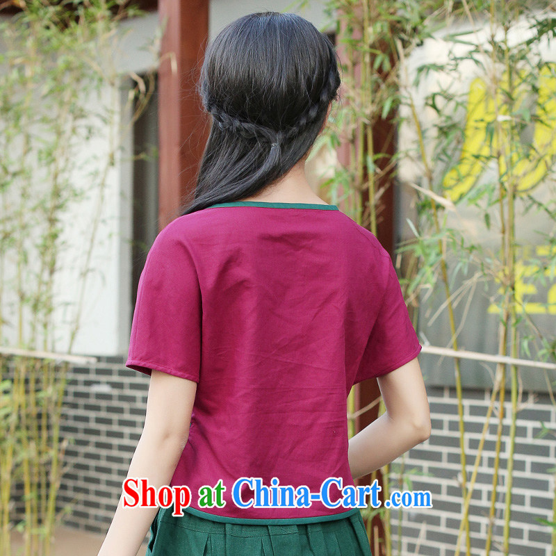China classic Chinese style, serving improved cotton the Chinese Tang Women's clothes 2015 summer short-sleeved daily tea, serving red XL, China Classic (HUAZUJINGDIAN), online shopping