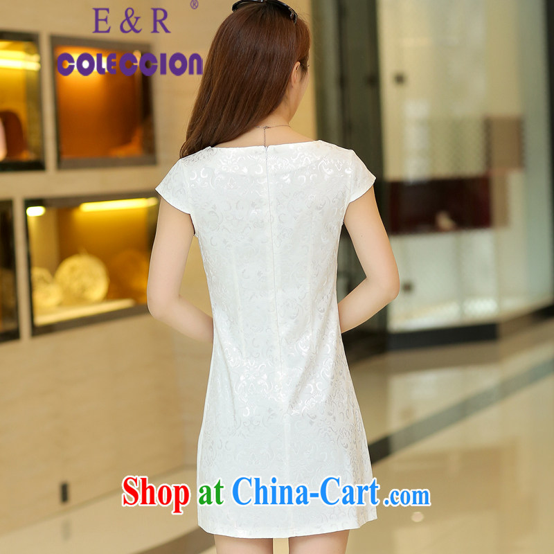 cheongsam dress 2015 new summer dresses, short-waist graphics thin stylish improved cheongsam dress white XL, E &R COLECCION, shopping on the Internet