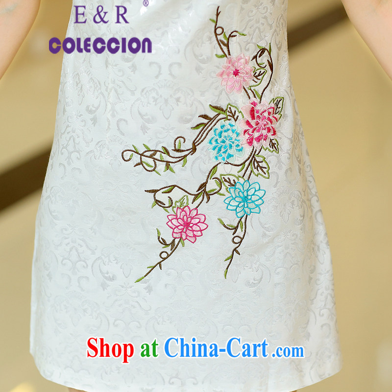 cheongsam dress 2015 new summer dresses, short-waist graphics thin stylish improved cheongsam dress white XL, E &R COLECCION, shopping on the Internet