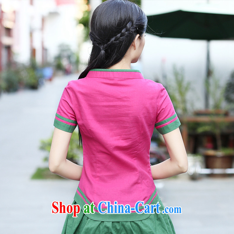 China classic original Han-chinese T-shirt, summer dresses T-shirt short-sleeved shirt T Chinese national costume Magenta XXL, China Classic (HUAZUJINGDIAN), online shopping