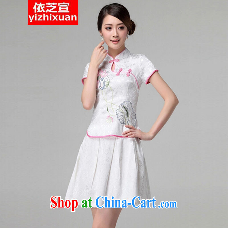 According to Chi-sun 2015 spring and summer female new beauty routine retro long-sleeved improved stylish outfit Two Piece Set with pink short-sleeved S, according to Chi-sun, online shopping