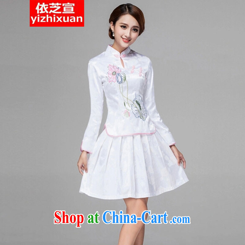 According to Chi-sun 2015 spring and summer female new beauty routine retro long-sleeved improved stylish outfit Two Piece Set with pink short-sleeved S, according to Chi-sun, online shopping