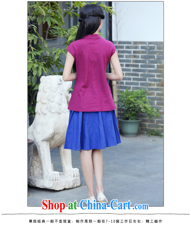 China classic Solid Color daily cotton Ma Chinese qipao Ms. T-shirt summer T pension literary tea service of Korea Ladies aubergine XXL pictures, price, brand platters! Elections are good character, the national distribution, so why buy now enjoy more preferential! Health