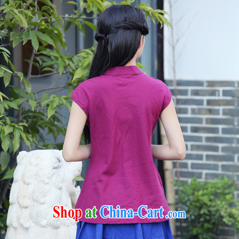 China classic Solid Color daily cotton the Chinese qipao, Ms. T-shirt summer T pension literary tea service of Korea Ladies aubergine XXL, China Classic (HUAZUJINGDIAN), online shopping