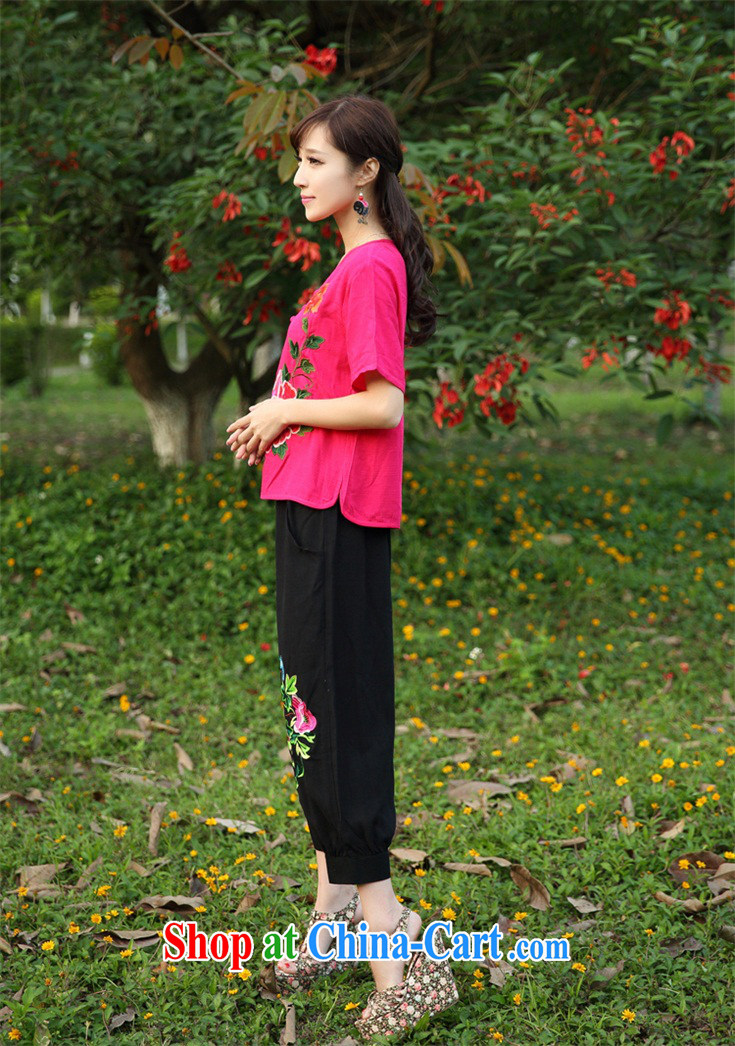 The acajou (2015 new summer Ethnic Wind linen embroidered cheongsam leisure two sets of 223 red T-shirt and black trousers, code pictures, price, brand platters! Elections are good character, the national distribution, so why buy now enjoy more preferential! Health
