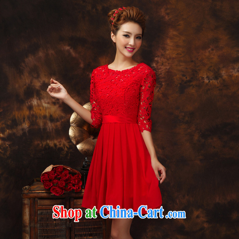 2015 New Red bridal wedding toast serving the Field shoulder lace beauty spring and summer new and stylish evening dress red long, can be set to Do not and will not change, and love, and that, on-line shopping