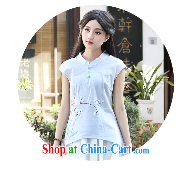China classic hand-painted antique China wind Original Design cotton the Chinese T-shirt Women Korea summer arts, Lake blue XXL pictures, price, brand platters! Elections are good character, the national distribution, so why buy now enjoy more preferential! Health