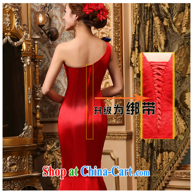 White first about serving toast summer 2015 new bride toast wedding dresses red long dress single shoulder crowsfoot cultivating their bows M Red, White first about, shopping on the Internet