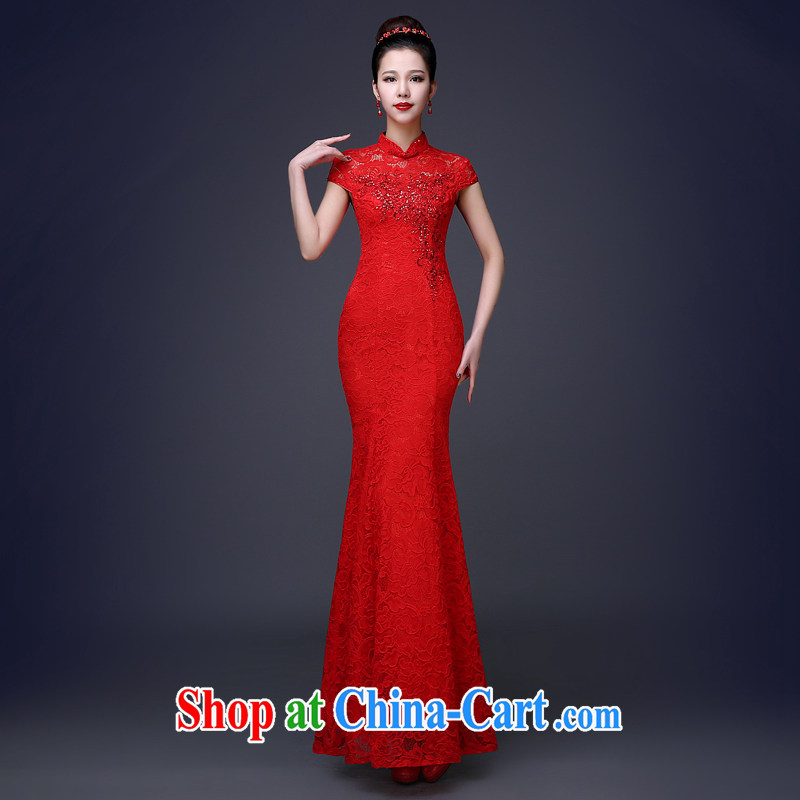Toasting service 2015 new summer crowsfoot wedding dresses red short-sleeved Chinese lace a Field shoulder bridal gown red 7 sub-cuff can be done without the not-for-love, in accordance with China, shopping on the Internet