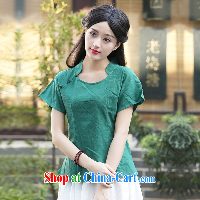 China classic Original Design China wind Chinese nation, Ms. wind summer hand-painted cotton shirt the Commission daily arts green XXL, China Classic (HUAZUJINGDIAN), shopping on the Internet