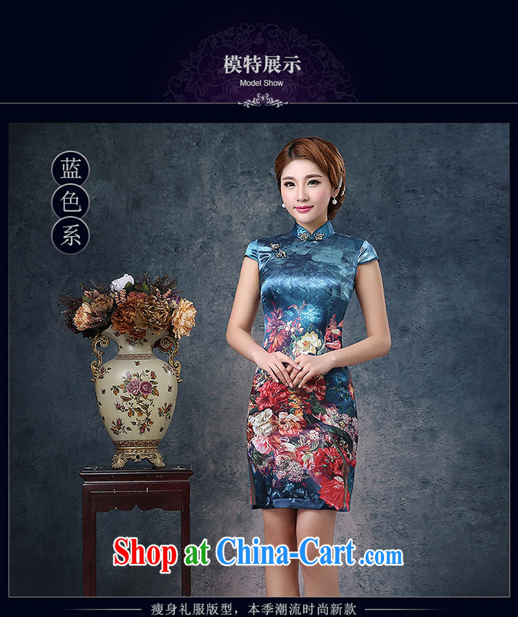 2015 spring and summer new cheongsam dress retro short-sleeved silk sexy beauty short improved day-flower cheongsam red XXL pictures, price, brand platters! Elections are good character, the national distribution, so why buy now enjoy more preferential! Health