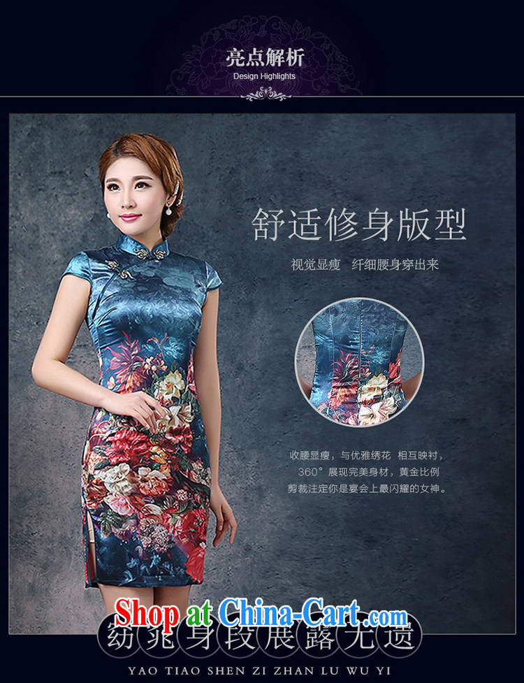 2015 spring and summer new cheongsam dress retro short-sleeved silk sexy beauty short improved day-flower cheongsam red XXL pictures, price, brand platters! Elections are good character, the national distribution, so why buy now enjoy more preferential! Health