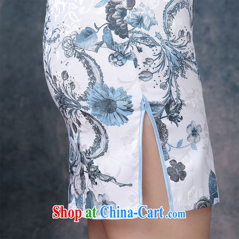 2015 new cheongsam dress, short-sleeved beauty graphics thin-waist improved daily outfit spring and summer mom with white XXL, love China, and shopping on the Internet