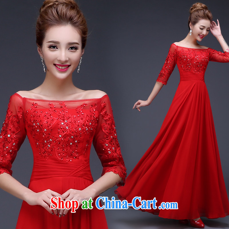 Toasting Service Bridal Fashion 2015 spring and summer new wedding dresses the Field shoulder red long, banquet dress red can be done without the not-for-love, in accordance with China, shopping on the Internet