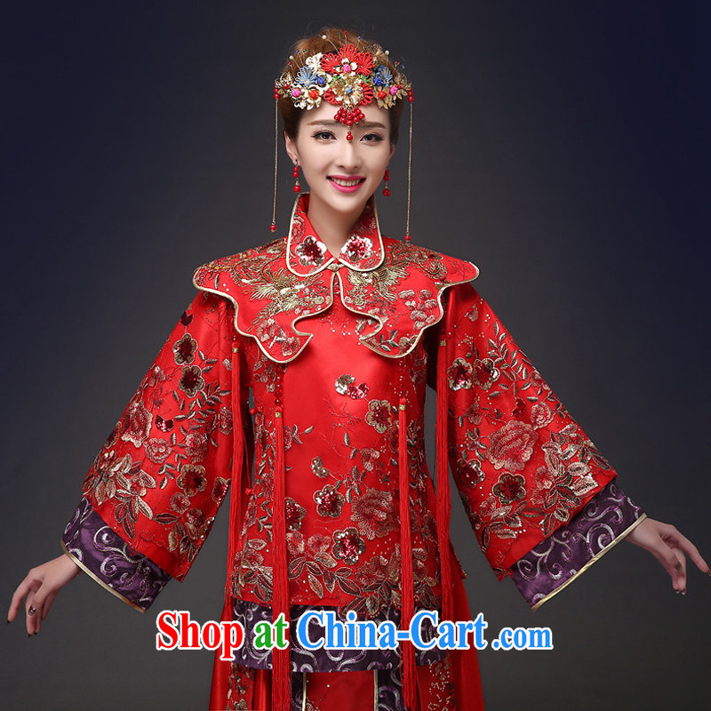 Su-wo Service Bridal Chinese wedding dress red bows married Yi retro dresses 2015 spring and summer New Sau kimono red XXL, love China, and, shopping on the Internet