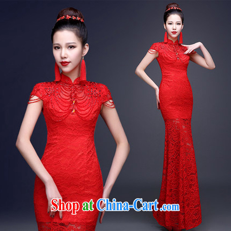 Marriages at Merlion Openwork long marriage toast serving retro improved 2015 New Evening Dress long dresses, the red can be done without the not-for-love, according to China, and, on-line shopping
