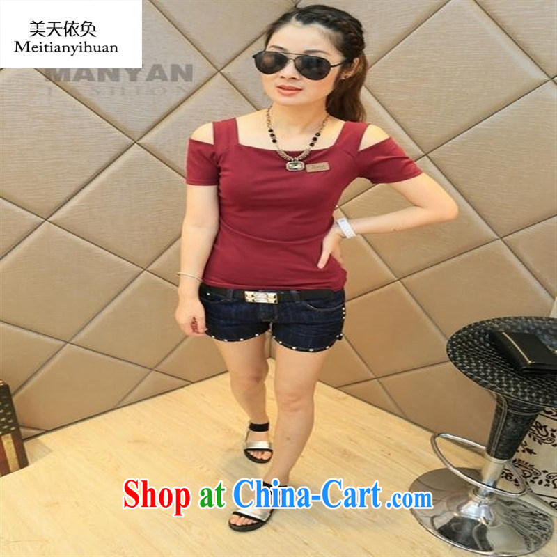 Activities in stock price 5-Color 3 summer new female Korean fashion, your shoulders graphics thin beauty girl T white XL, the day to assemble (meitianyihuan), and shopping on the Internet