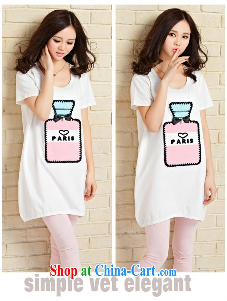 2015 Korean T-shirt Womens short-sleeved shirts large, female, long, thick mm pregnant women with T-shirt perfume bottle summer T shirt white 3XL pictures, price, brand platters! Elections are good character, the national distribution, so why buy now enjoy more preferential! Health