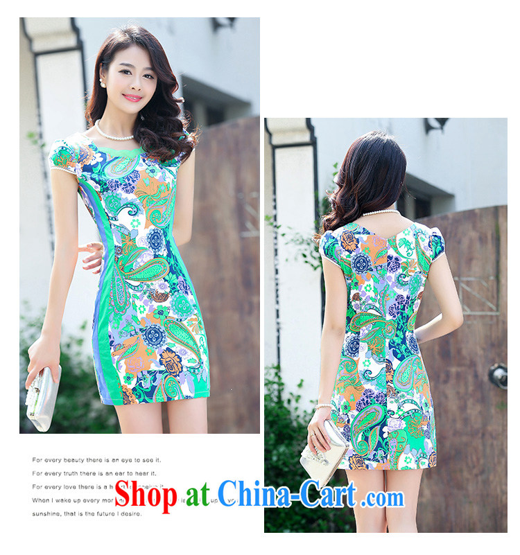 Air Shu Diane 2015 new stretch cotton Ma dresses retro Sau San daily cheongsam dress summer fashion to dress blue flower M pictures, price, brand platters! Elections are good character, the national distribution, so why buy now enjoy more preferential! Health