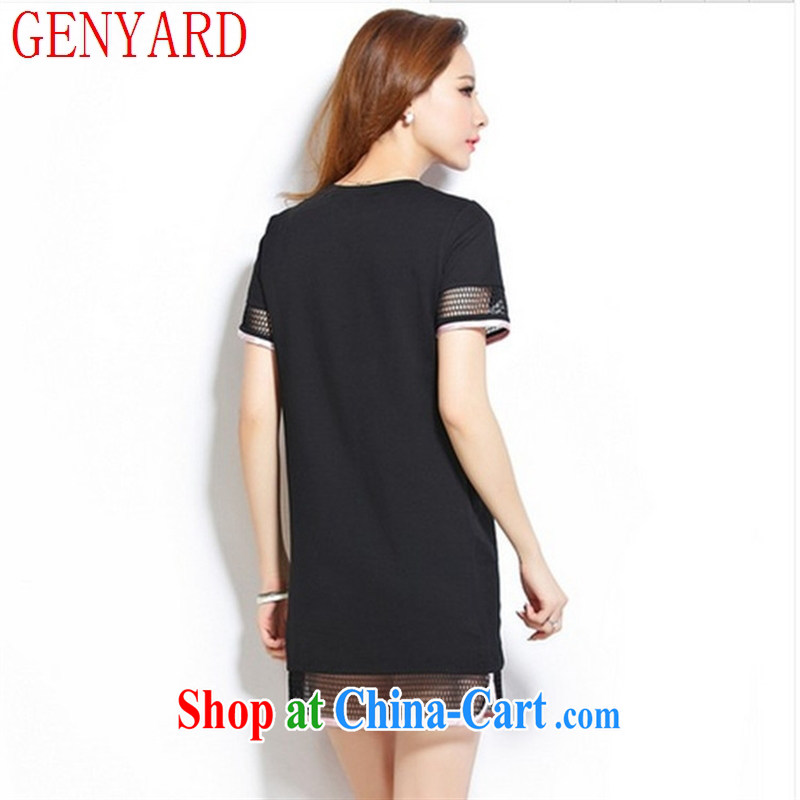 Qin Qing store the European site 2015 summer letter stamp Openwork grid has been cultivating the dresses girls black XXL, GENYARD, shopping on the Internet