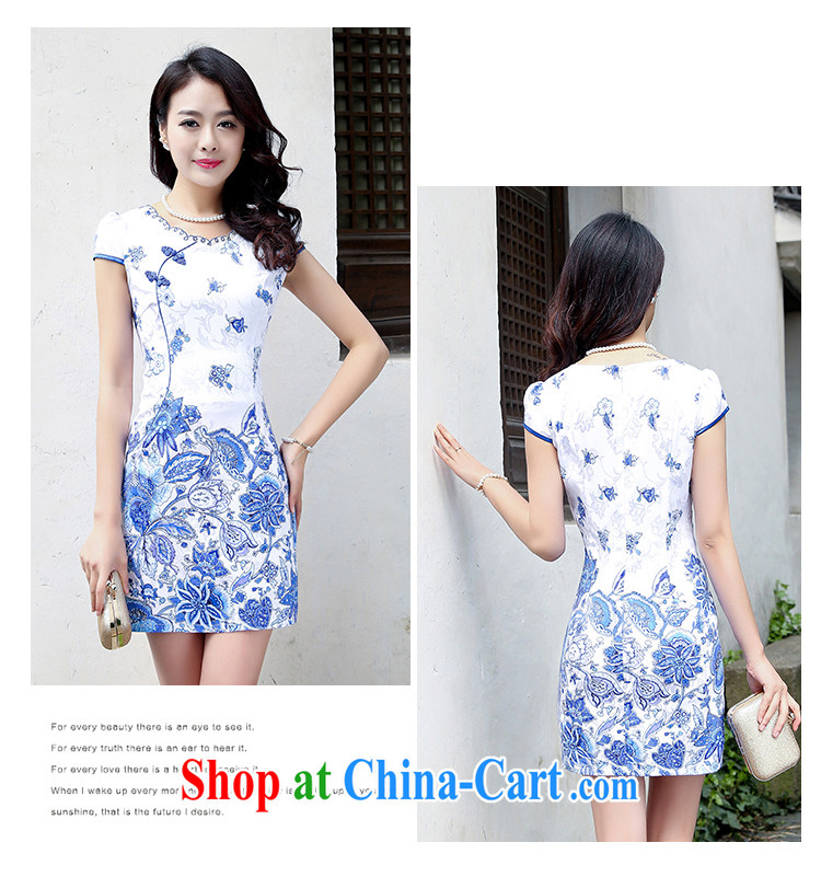 Air Shu Diane summer 2015 new spring stylish retro short Chinese qipao summer improved daily dresses jacquard cotton dress girl blue rose XXL pictures, price, brand platters! Elections are good character, the national distribution, so why buy now enjoy more preferential! Health