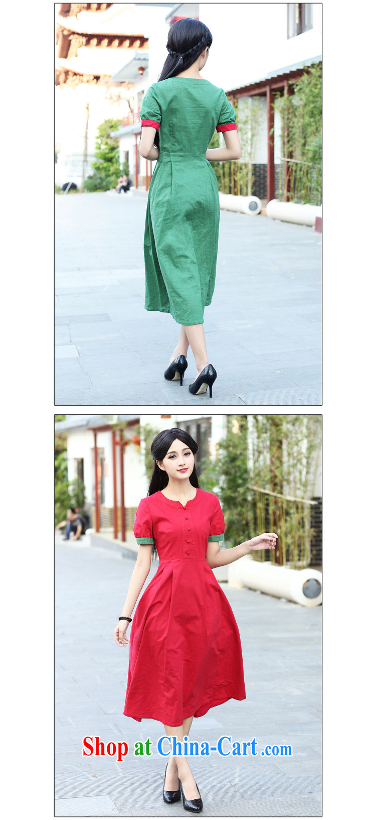 China classic original Solid Color cotton the daily, qipao dresses summer retro improved stylish art van red XXL pictures, price, brand platters! Elections are good character, the national distribution, so why buy now enjoy more preferential! Health