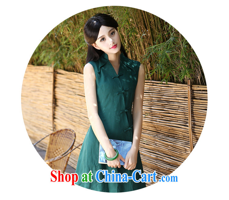 2015 new improved cotton the cheongsam dress summer day, retro style arts small fresh beauty copper Green S pictures, price, brand platters! Elections are good character, the national distribution, so why buy now enjoy more preferential! Health