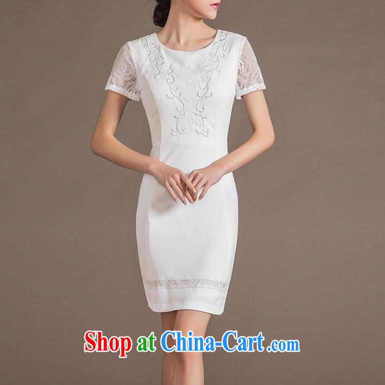 The race to the 2015 summer round-collar short-sleeve beauty graphics thin commuter OL dresses with a large, solid-colored embroidered career female white xxl pictures, price, brand platters! Elections are good character, the national distribution, so why buy now enjoy more preferential! Health