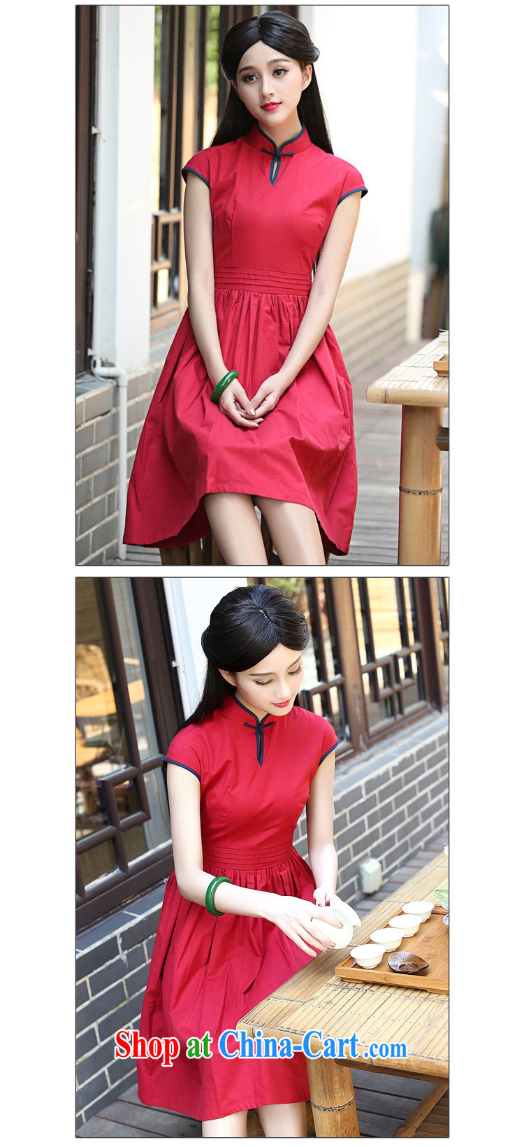 China classic original 2015 summer day, Ms. Yau Ma Tei cotton cheongsam dress improved retro art, female Red L pictures, price, brand platters! Elections are good character, the national distribution, so why buy now enjoy more preferential! Health