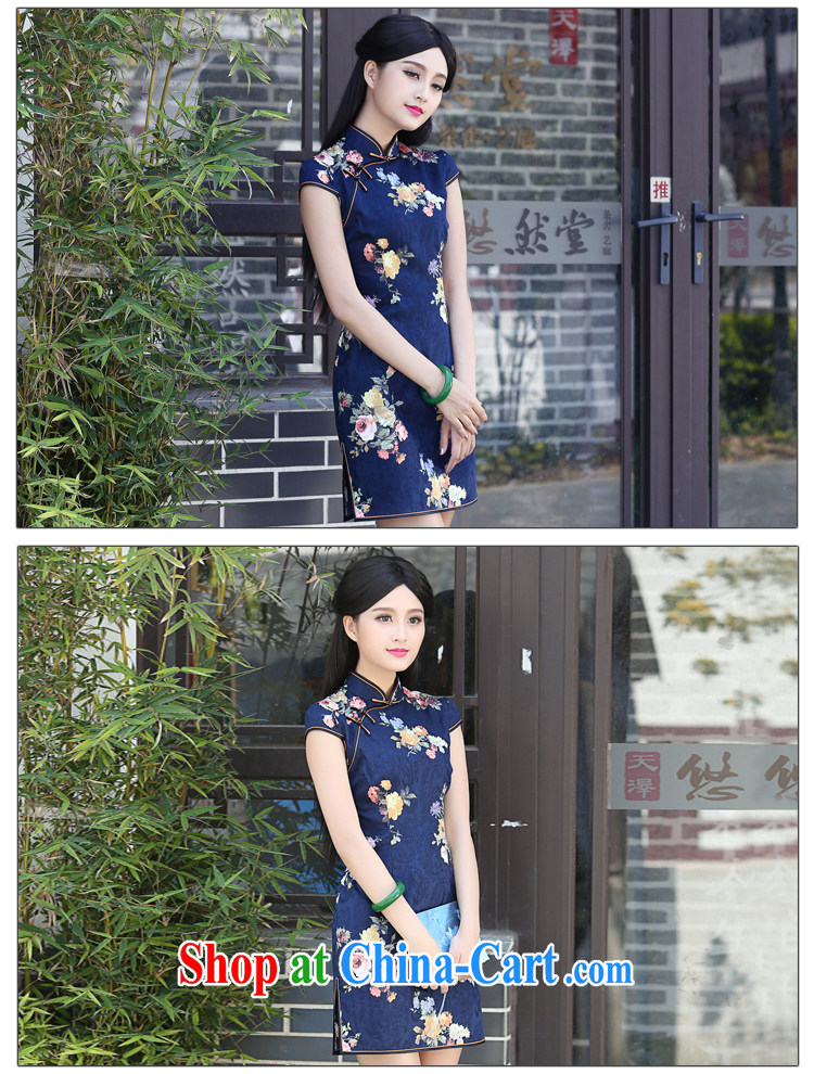 China classic 2015 new dresses summer dresses short-sleeved short improved daily video thin Chinese qipao dress blue XXXL pictures, price, brand platters! Elections are good character, the national distribution, so why buy now enjoy more preferential! Health