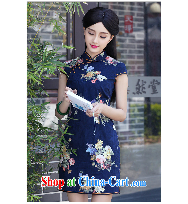 China classic 2015 new dresses summer dresses short-sleeved short improved daily video thin Chinese qipao dress blue XXXL pictures, price, brand platters! Elections are good character, the national distribution, so why buy now enjoy more preferential! Health
