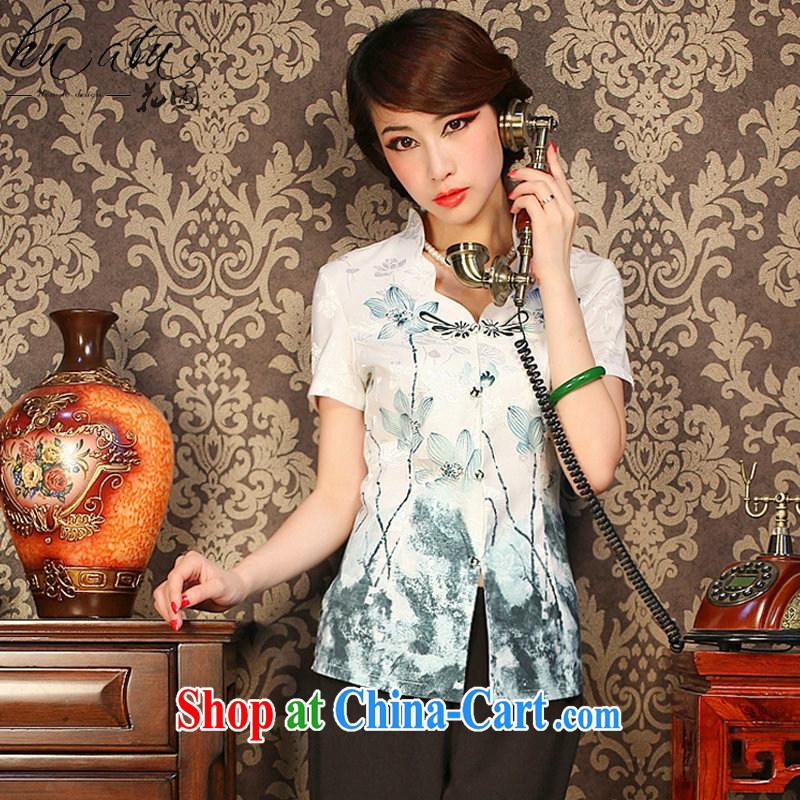 spend the summer with new, improved retro Lotus V collar, short-sleeved Tang loaded manually deducted the flower cheongsam shirt such as the color 2 XL, spend figure, and shopping on the Internet