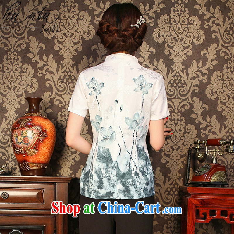 spend the summer with new, improved retro Lotus V collar, short-sleeved Tang loaded manually deducted the flower cheongsam shirt such as the color 2 XL, spend figure, and shopping on the Internet