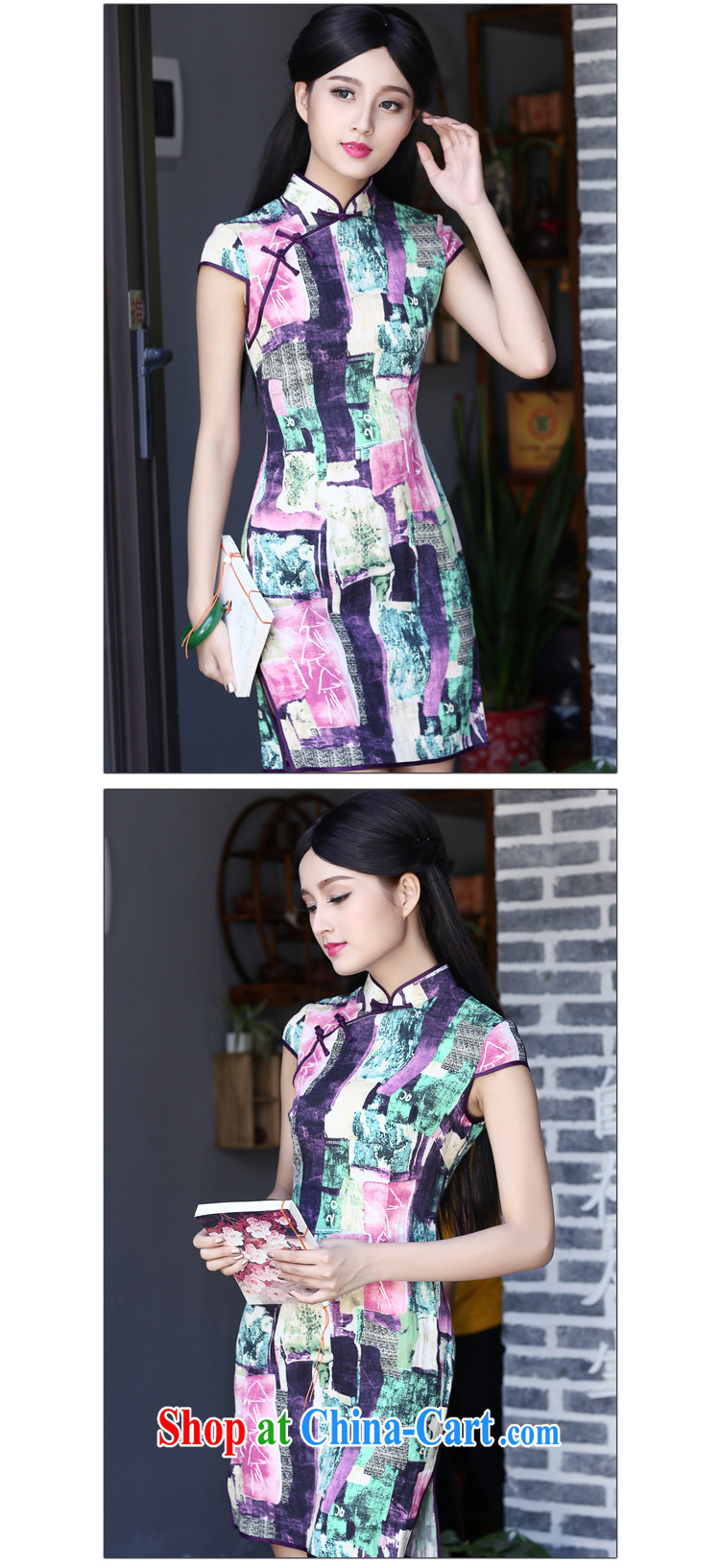 China classic cotton stamp duty, short cheongsam dress retro daily improved fashion style summer qp red XXXL pictures, price, brand platters! Elections are good character, the national distribution, so why buy now enjoy more preferential! Health