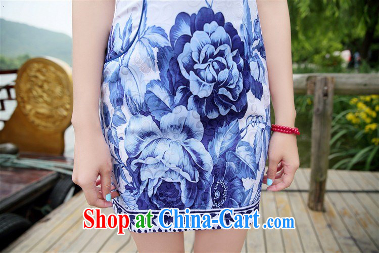 Constitution, a female daily improved round-collar dresses 2015 summer new, Retro beauty charm lady elegant atmosphere dress 7868 blue roses M pictures, price, brand platters! Elections are good character, the national distribution, so why buy now enjoy more preferential! Health