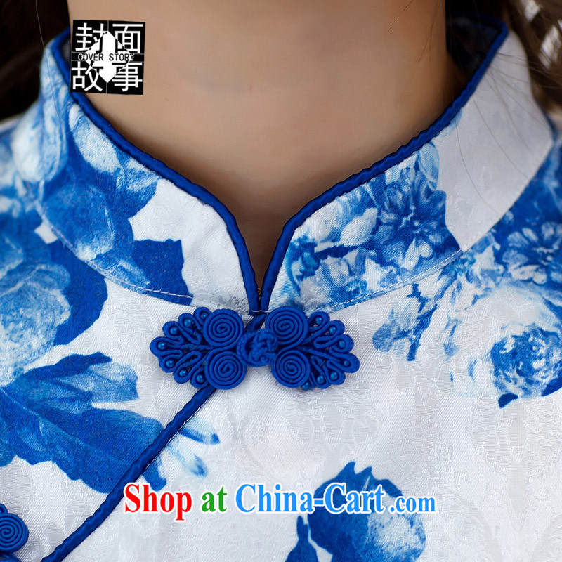 Cover Story parent-child on summer 2015 new blue and white porcelain antique Chinese wind dresses beauty dresses mother and daughter with shaggy skirts dresses picture color baby 12, the cover story (cover story), and, on-line shopping