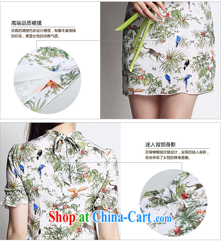 Caynova 2015 summer outfit New, short-sleeved stamp Silk Dresses picture color XL pictures, price, brand platters! Elections are good character, the national distribution, so why buy now enjoy more preferential! Health