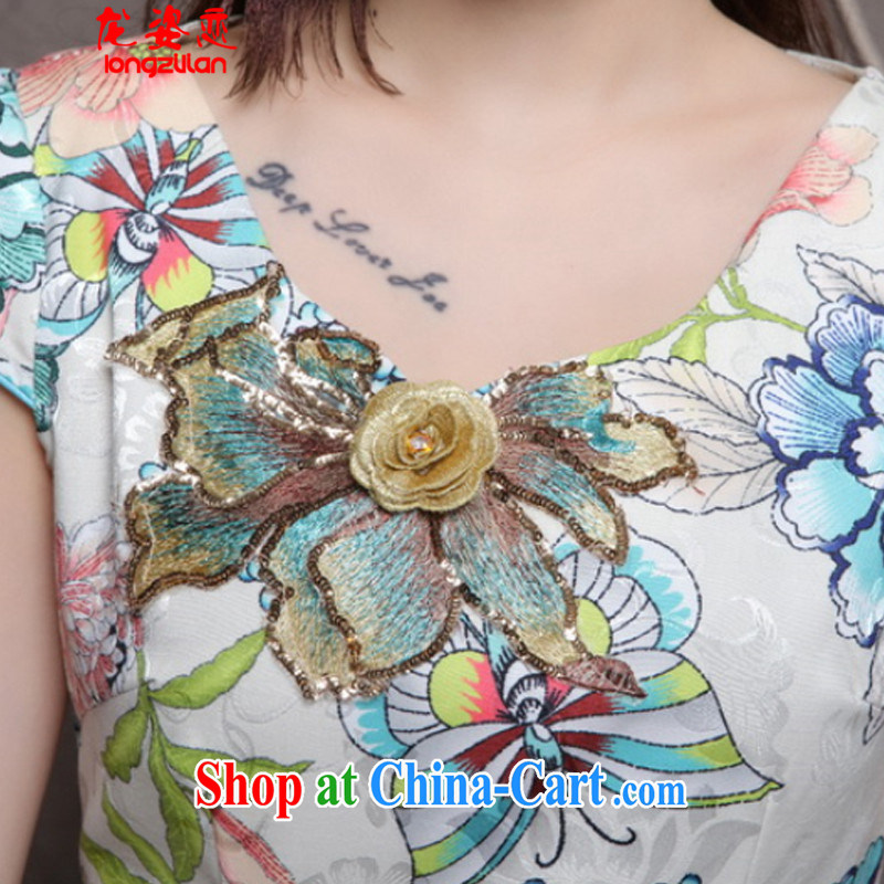 Embroidered cheongsam high-end Ethnic Wind and stylish Chinese qipao antique dresses beauty FA 033, 9907 light green L, Kowloon City Land (LONGZILIAN), shopping on the Internet