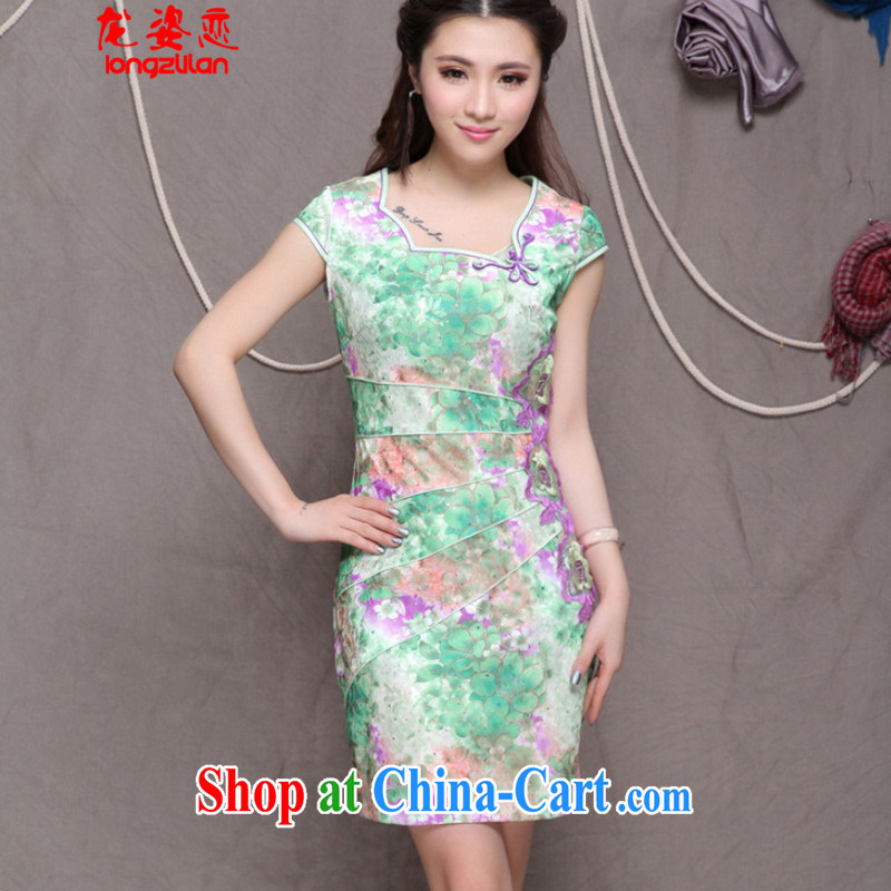Kowloon City Land 2015 China wind stylish Ethnic Wind exquisite cheongsam dress elegance FA 033, 9905 blue XL, Kowloon City Land (LONGZILIAN), online shopping