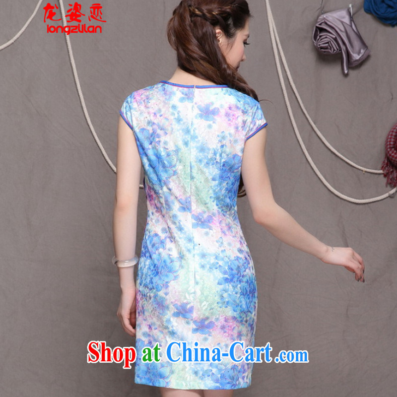 Kowloon City Land 2015 China wind stylish Ethnic Wind exquisite cheongsam dress elegance FA 033, 9905 blue XL, Kowloon City Land (LONGZILIAN), online shopping