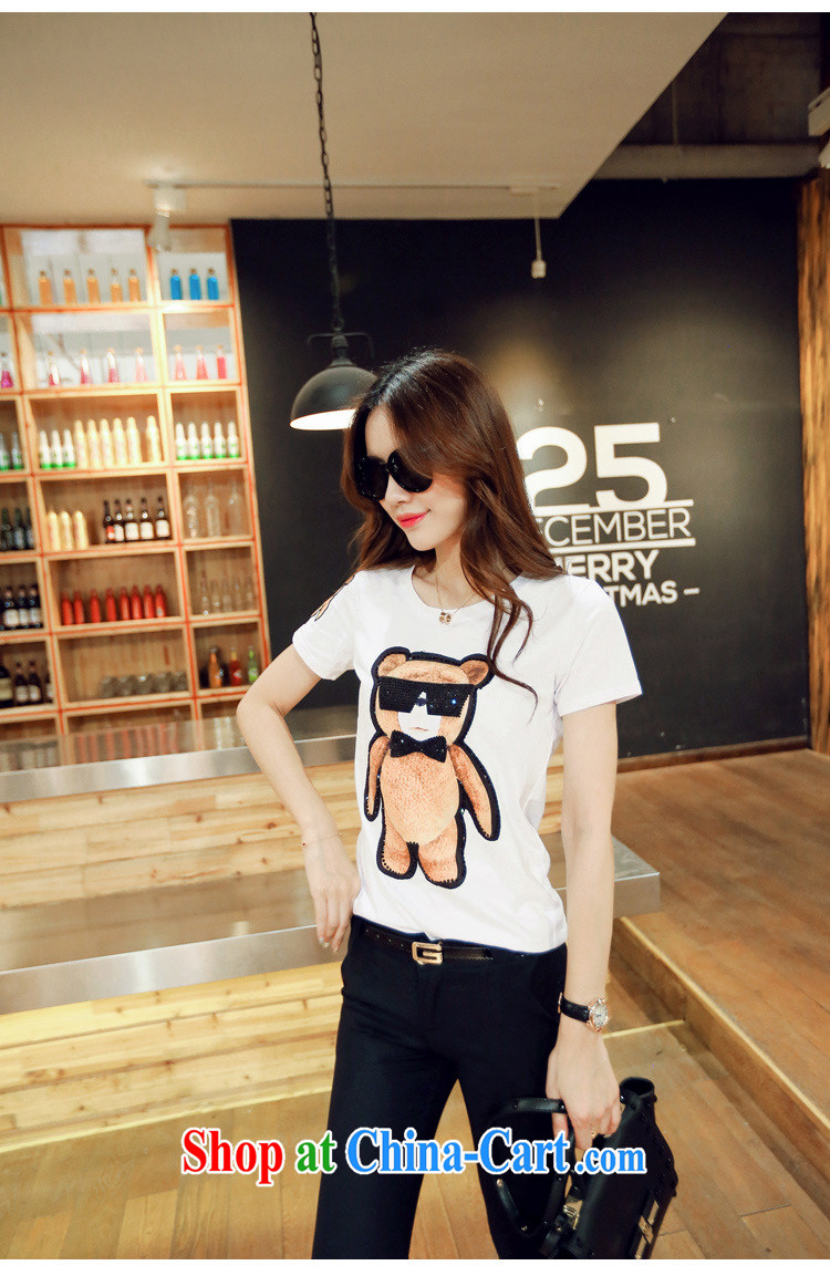 Korean summer round-neck collar short-sleeved small bear parquet drill female T shirt S 917 white are code pictures, price, brand platters! Elections are good character, the national distribution, so why buy now enjoy more preferential! Health
