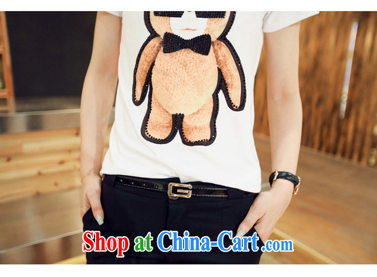 Korean summer round-neck collar short-sleeved small bear parquet drill female T shirt S 917 white are code pictures, price, brand platters! Elections are good character, the national distribution, so why buy now enjoy more preferential! Health