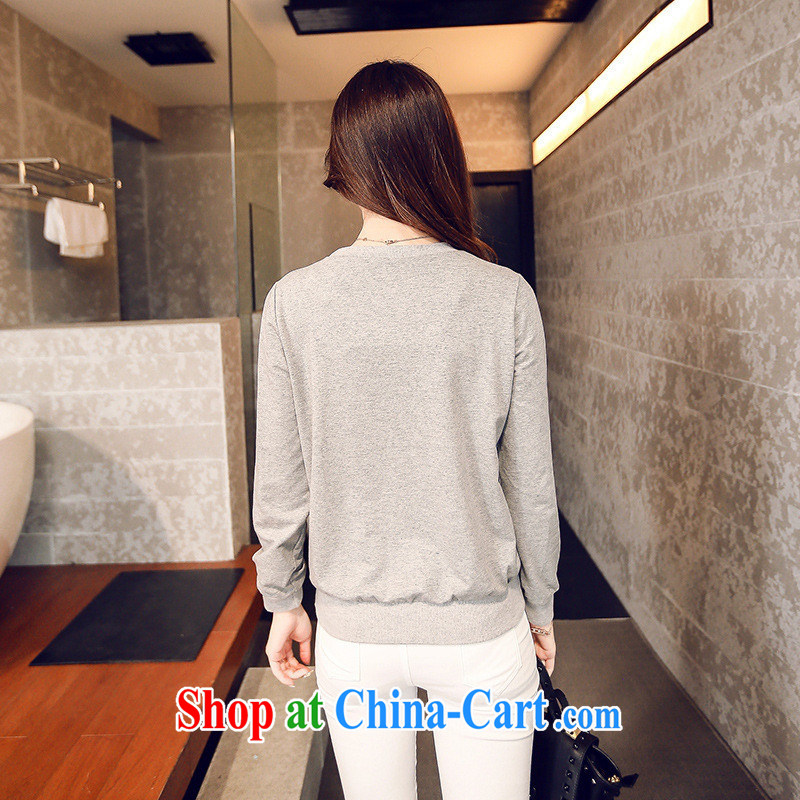 Korean female spring Eagle stamp duty round-collar T pension female S 767 gray black, code, and the days to assemble (meitianyihuan), shopping on the Internet