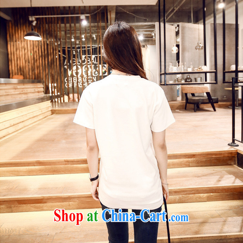 Korean summer female cartoon characters with round collar shirt T female S 715 white are code, the United States and days to assemble (meitianyihuan), shopping on the Internet