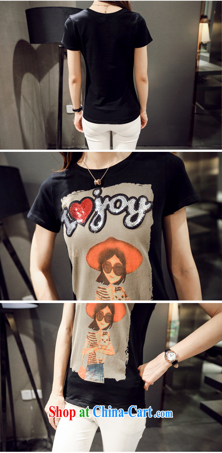 Korean female new round-collar short-sleeve cartoon summer female T pension S 890 black L pictures, price, brand platters! Elections are good character, the national distribution, so why buy now enjoy more preferential! Health