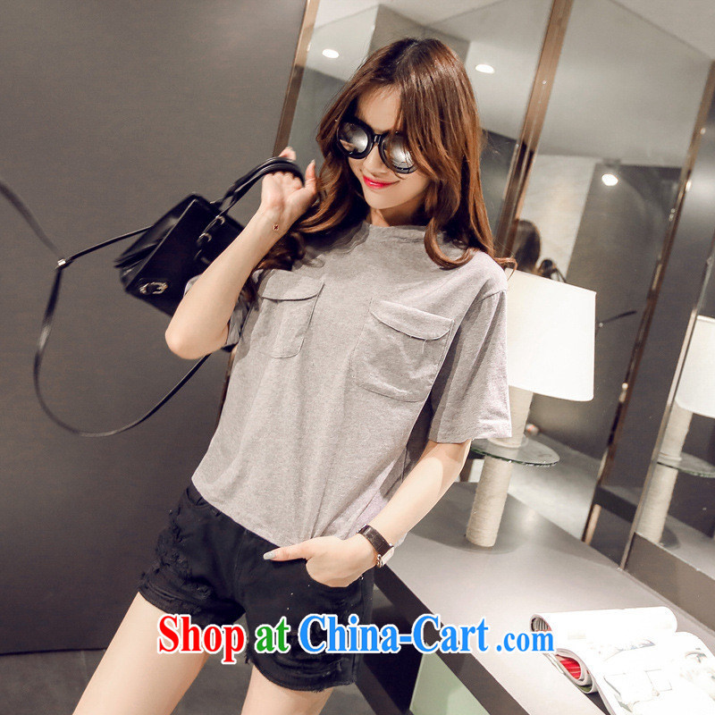 Korean double-pocket round-collar short-sleeve Dress Shirt T summer S 856 gray, code, and the days to assemble (meitianyihuan), shopping on the Internet